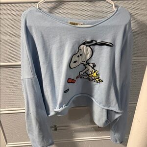 Aeropostale Light Blue Snoopy Cropped Sweatshirt